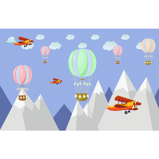 Carta da parati panoramica per bambini - Mongolfiere