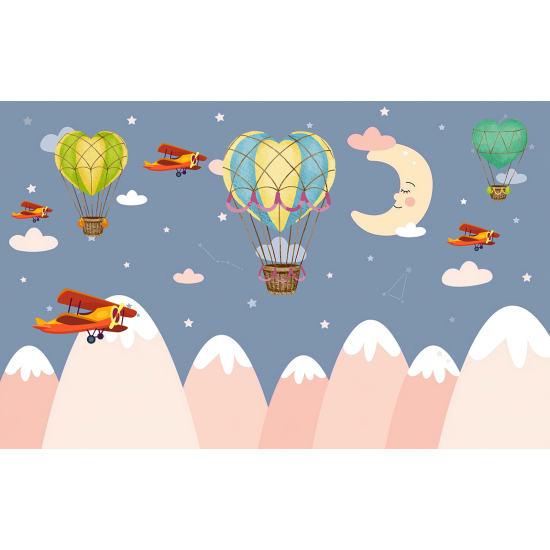 Carta da parati panoramica per bambini - Mongolfiere
