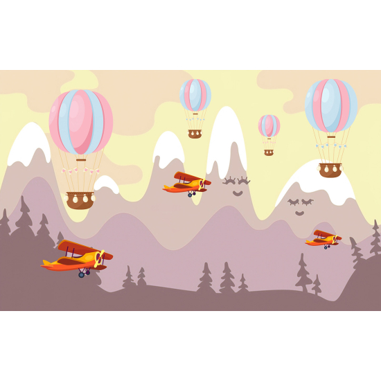 Carta da parati panoramica per bambini - Mongolfiere