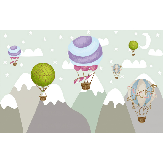 Carta da parati panoramica per bambini - Mongolfiere