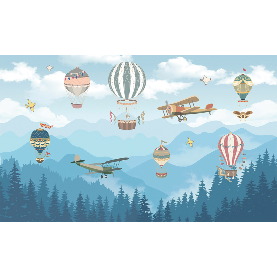 Carta da parati panoramica per bambini - Mongolfiere