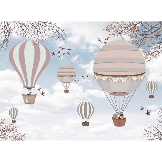 Carta da parati panoramica per bambini - Mongolfiere