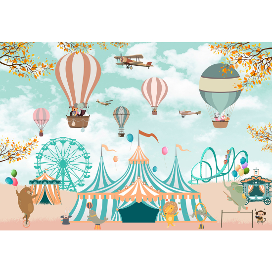 Carta da parati panoramica per bambini - Mongolfiere