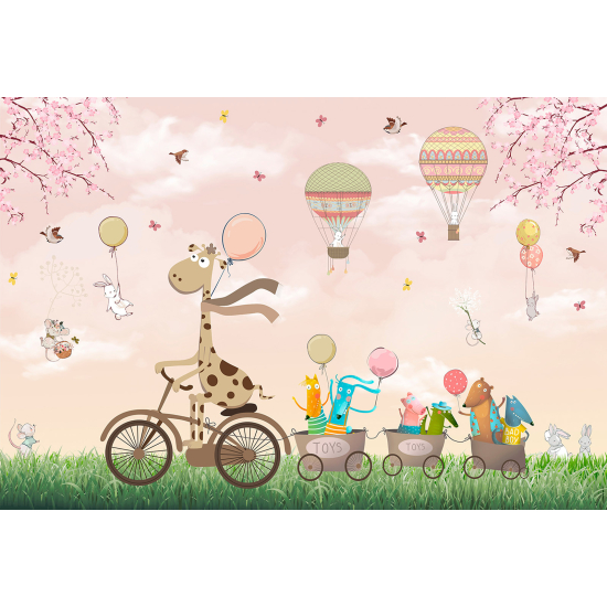 Carta da parati panoramica per bambini - Mongolfiere Animali
