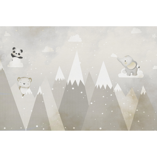Carta da parati panoramica per bambini - Montagne Animali