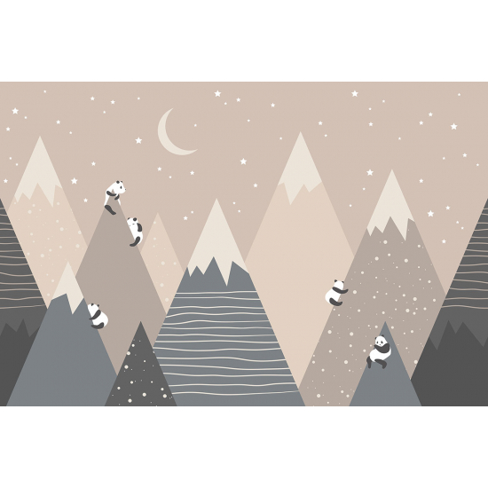 Carta da parati panoramica per bambini - Montagne Panda