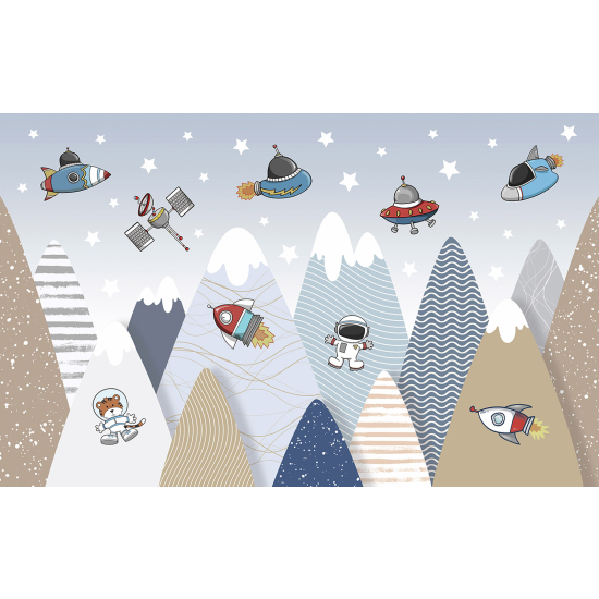 Carta da parati panoramica per bambini - Montagne UFO