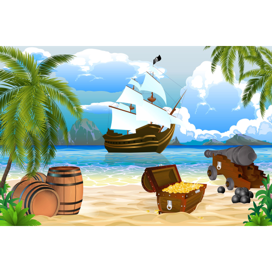 Carta da parati panoramica per bambini - Nave Pirata
