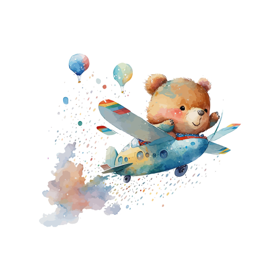 Carta da parati panoramica per bambini - Orsetto Aereo