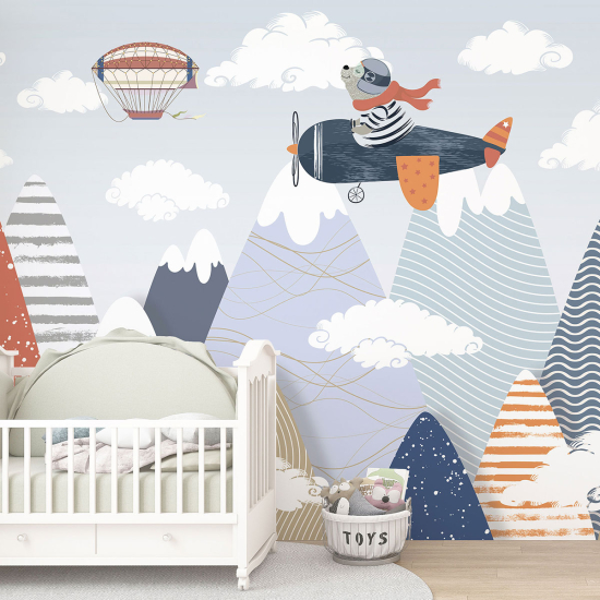Carta da parati panoramica per bambini - Orsetto Aviatore