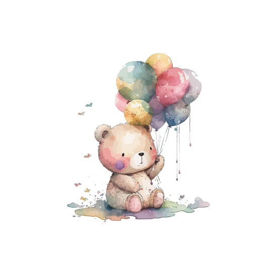 Carta da parati panoramica per bambini - Orsetto Palloncini