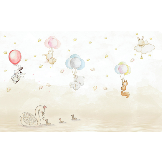 Carta da parati panoramica per bambini - Palloncini Animali