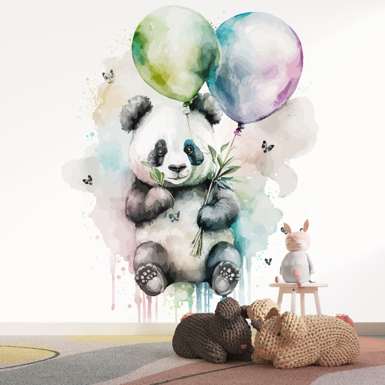 Carta da parati panoramica per bambini - Palloncini Panda