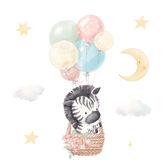 Carta da parati panoramica per bambini - Palloncini Zebra