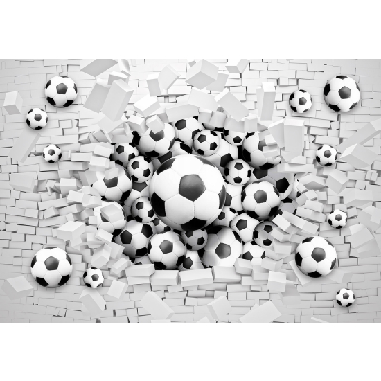 Carta da parati panoramica per bambini - Palloni da Calcio 3D