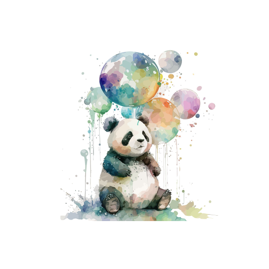 Carta da parati panoramica per bambini - Panda palloncino