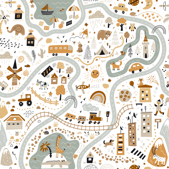 Carta da parati panoramica per bambini - Percorsi