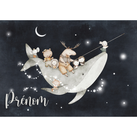 Carta da parati panoramica per bambini personalizzato - Balena Animali