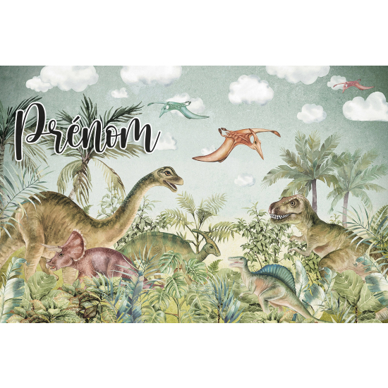 Carta da parati panoramica per bambini personalizzato - Dinosauri