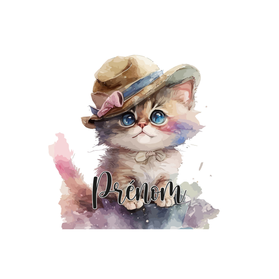 Carta da parati panoramica per bambini personalizzato - Gattino Cappello