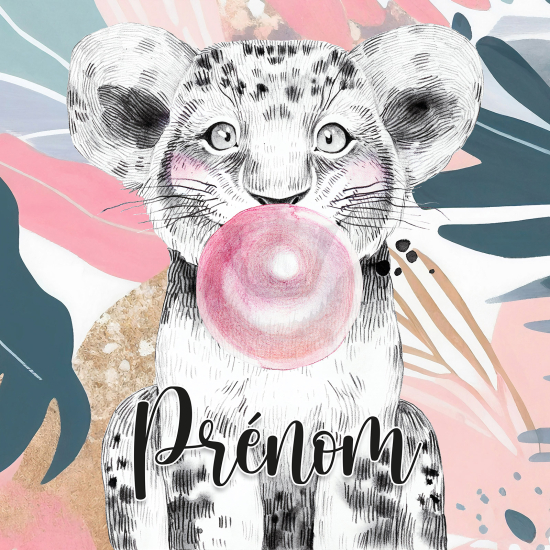 Carta da parati panoramica per bambini personalizzato - Leone Chewing-Gum