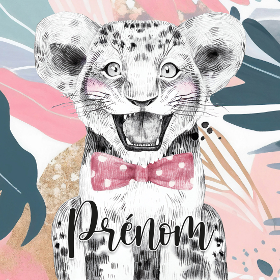 Carta da parati panoramica per bambini personalizzato - Leone Papillon
