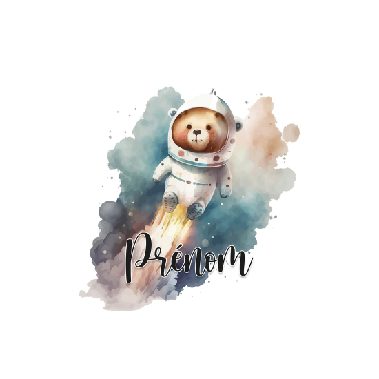 Carta da parati panoramica per bambini personalizzato - Orso Astronauta