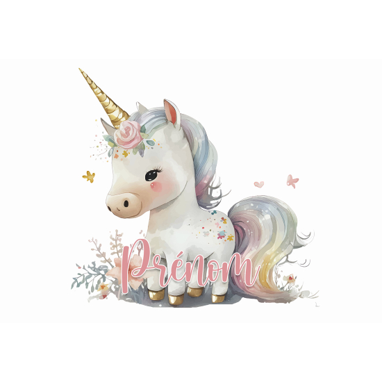 Carta da parati panoramica per bambini personalizzato - Unicorno