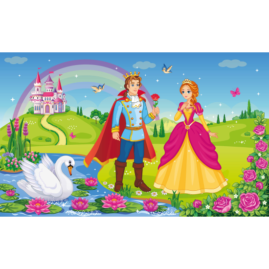 Carta da parati panoramica per bambini - Principe e Principessa