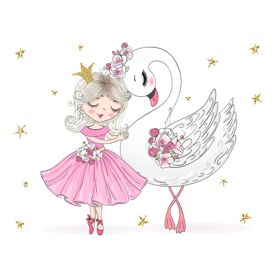 Carta da parati panoramica per bambini - Principessa Cigno