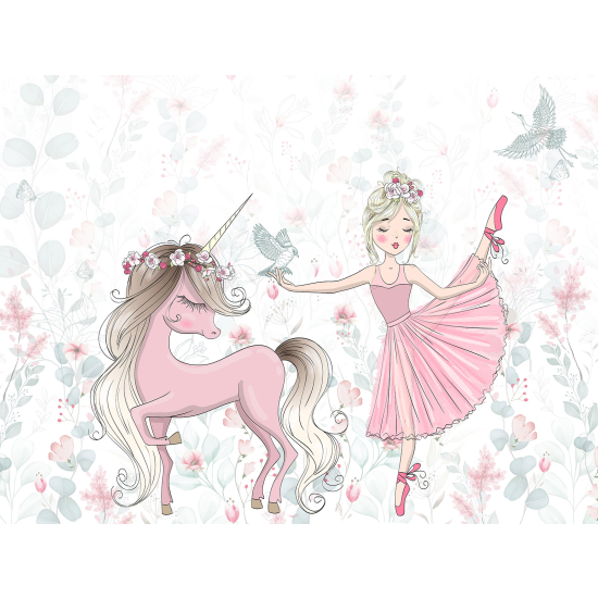 Carta da parati panoramica per bambini - Principessa Unicorno