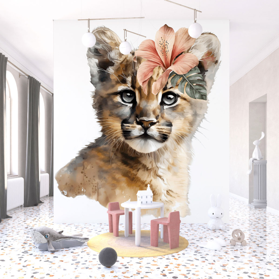 Carta da parati panoramica per bambini - Puma Fiori