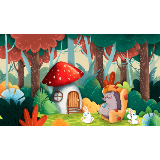 Carta da parati panoramica per bambini - Riccio Fungo