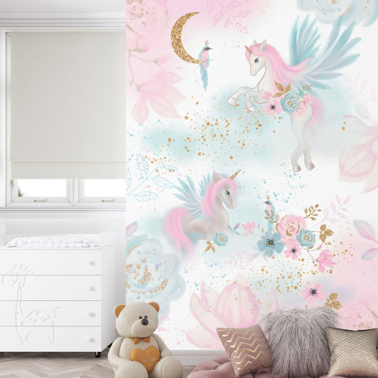 Carta da parati panoramica per bambini - Unicorni