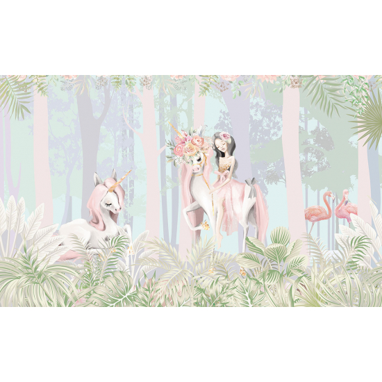 Carta da parati panoramica per bambini - Unicorni