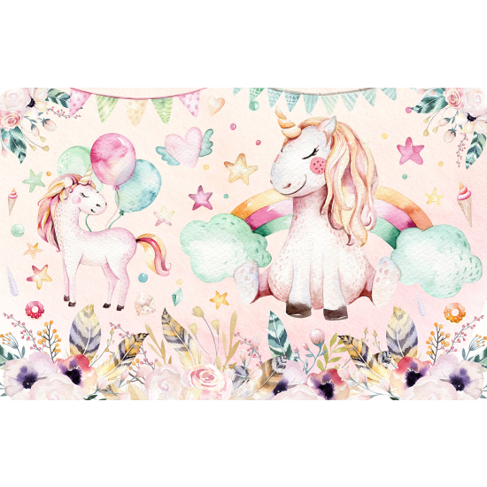Carta da parati panoramica per bambini - Unicorni