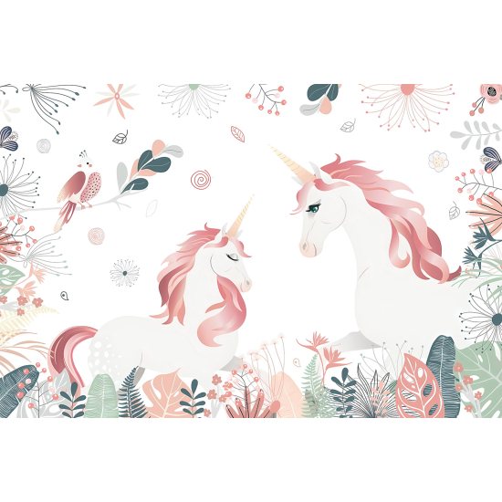 Carta da parati panoramica per bambini - Unicorni