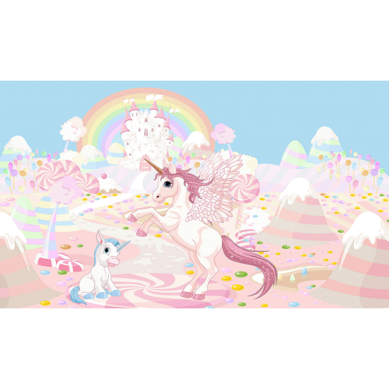 Carta da parati panoramica per bambini - Unicorni