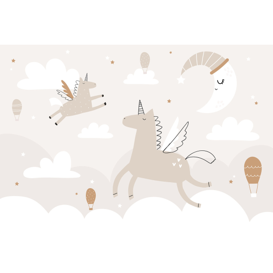 Carta da parati panoramica per bambini - Unicorni Luna