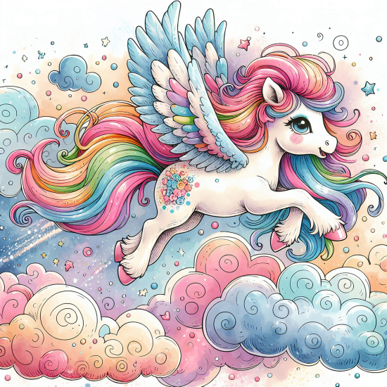 Carta da parati panoramica per bambini - Unicorno