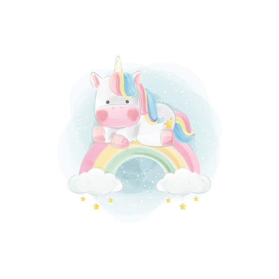 Carta da parati panoramica per bambini - Unicorno Arcobaleno