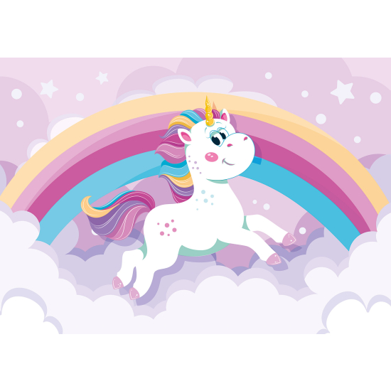 Carta da parati panoramica per bambini - Unicorno Arcobaleno