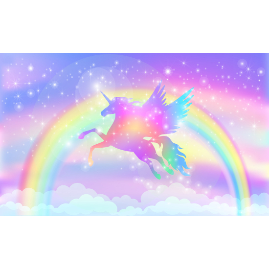 Carta da parati panoramica per bambini - Unicorno Arcobaleno
