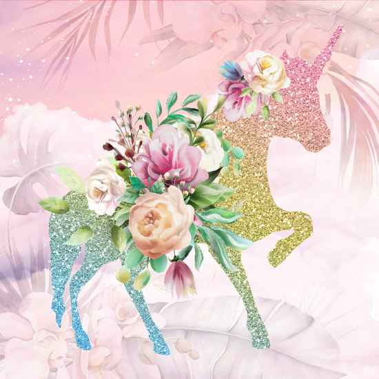 Carta da parati panoramica per bambini - Unicorno Glitterato