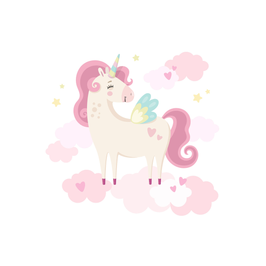 Carta da parati panoramica per bambini - Unicorno Nuvole