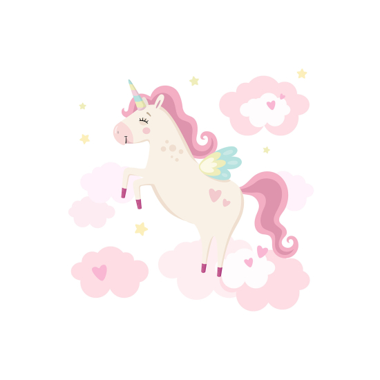 Carta da parati panoramica per bambini - Unicorno Nuvole