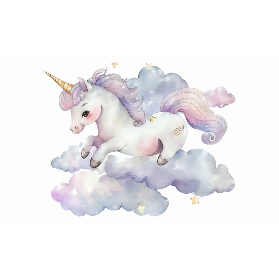 Carta da parati panoramica per bambini - Unicorno Nuvole