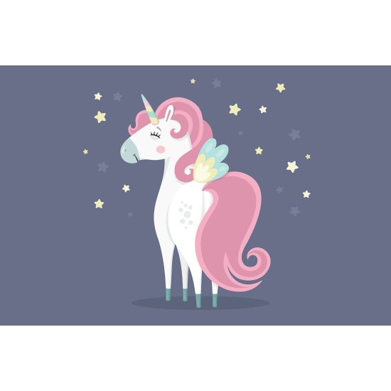 Carta da parati panoramica per bambini - Unicorno Stelle