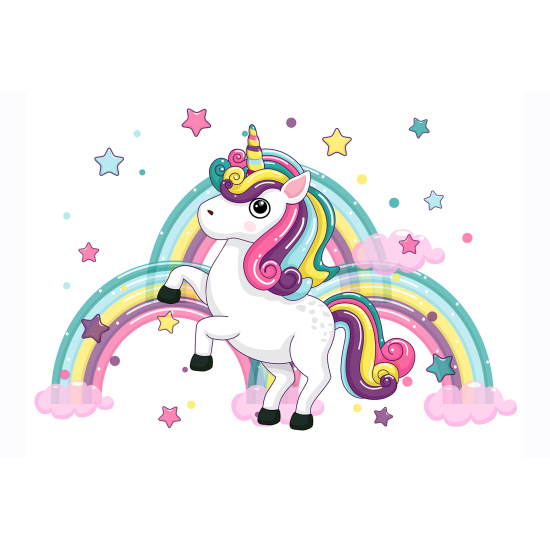 Carta da parati panoramica per bambini - Unicorno Stelle