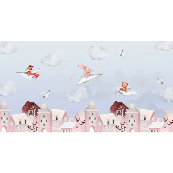 Carta da parati panoramica per bambini - Villaggio Animali